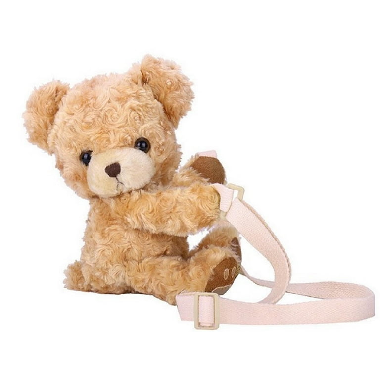 Women s Lovely Teddy Bear Cross Body Bag 3D Fuzz Plush Animal Shoulder Bag Phone Pouch Handbag Walmart