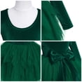 thumbnail image 3 of IBTOM CASTLE Toddler Baby Girls Velvet Tutu Dress Bowknot Ruffle Tulle Princess Christmas Birthday Party Dress Fall Winter Clothes 12-18 Months Green, 3 of 8
