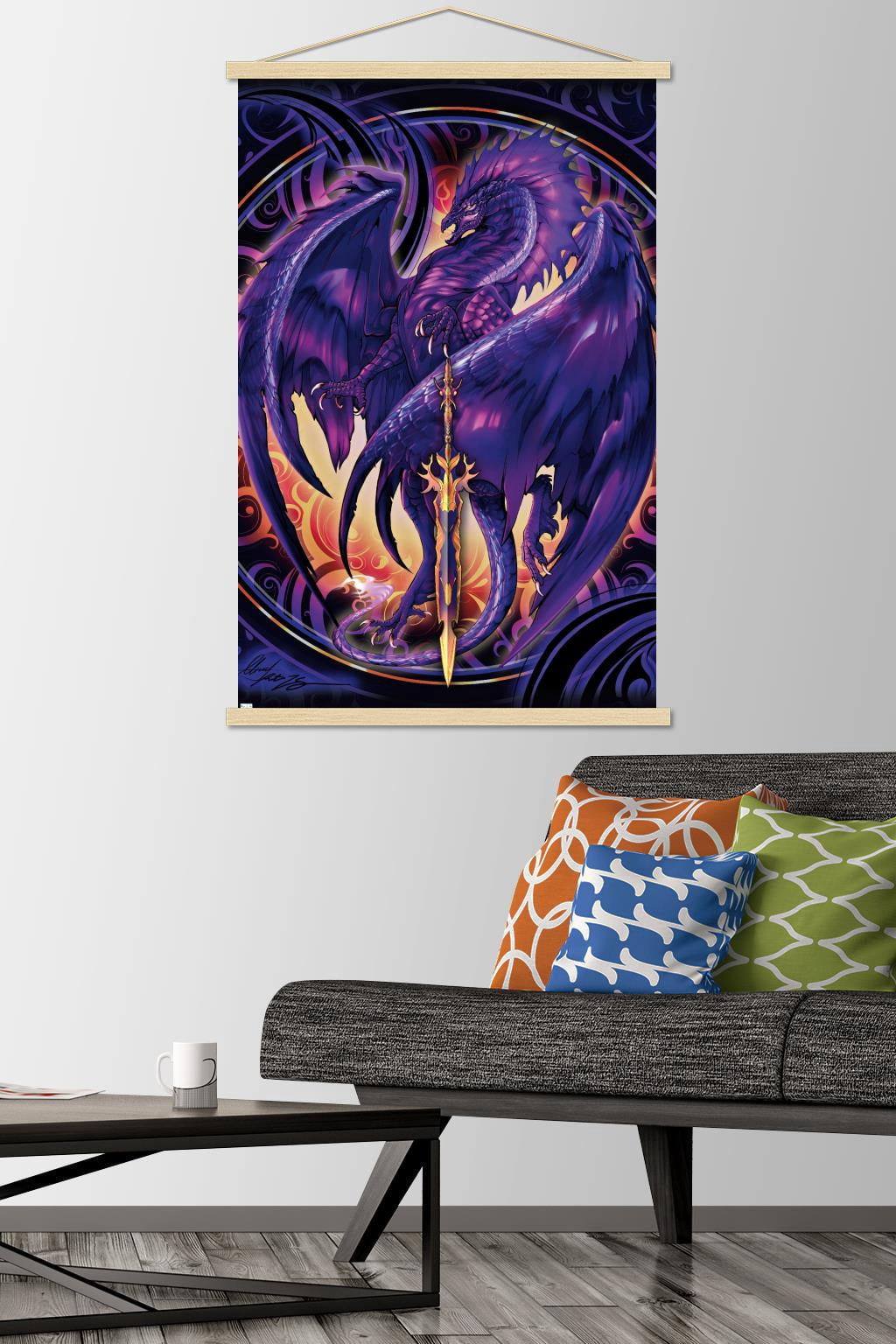 Ruth Thompson - Dragonblade Netherblade Wall Poster with Wooden Magnetic Frame, 22.375" x 34"