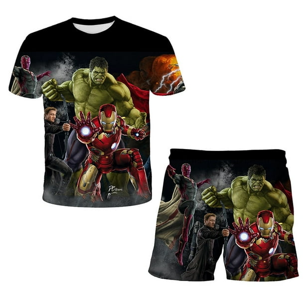 Marvel Seires T-shirt Superhero Hulk T-shirt et Shorts Costumes Enfants  Vêtements Ensembles Garçons T-shirt Enfants Top Shorts 2 Pcs Costumes 