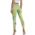 thumbnail image 2 of Renewold Lemon Tie-dye Green Yoga Pants for Women with Pockets Full Length Workout Leggings High Waist Tummy Control Lounge Pants Activewear Fashion Womens Leggings, XS, 2 of 8