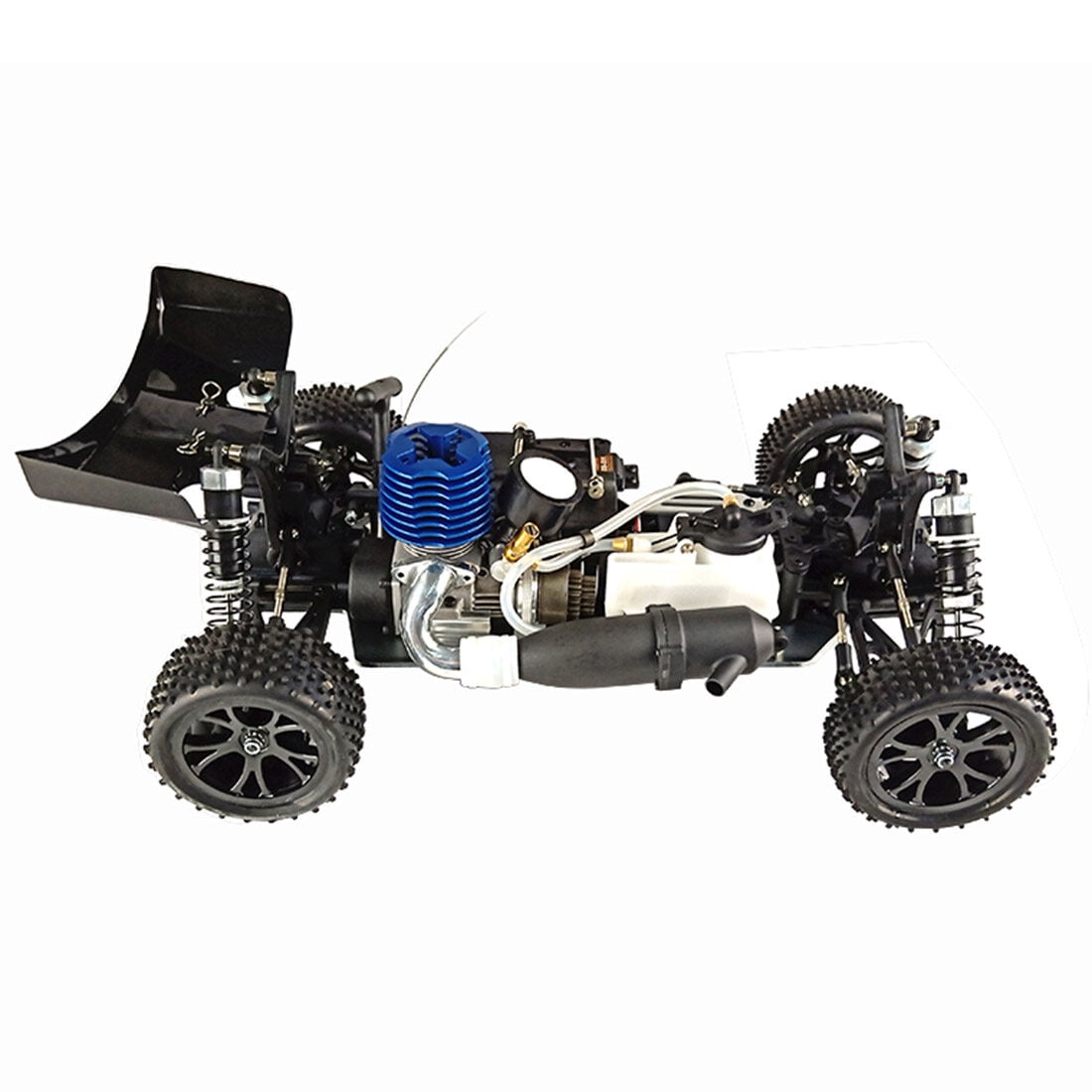 RH1007 1/10 Scale 4WD Nitro Powered Off-Road RC Buggy, 2.4G 60km/h High Speed RC Truck with 2.4G FS-FT Radio Controller, 2-Speed Transmission & Force .18 Engine for Adults - RTR