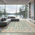 thumbnail image 2 of ODIKA 8'x10' Ultra-Soft Area Rug, Mid Century Geometric Grid Vintage Border Frame Hallway Teal None Washable, Bare feet friendly, Silk-Touch for Bedroom, Under Sectional, 2 of 7