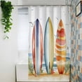thumbnail image 4 of Shower Curtains for Bathroom-72"x72",Summer Watercolor Surfboard Waterproof Bath Curtain Grommet Shower Curtain Set with Hooks,Seagull Beach Ocean Theme Washable Bath Accessories, 4 of 7