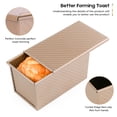 thumbnail image 5 of Amagabeli Pullman Loaf Pan with Lid 8.4”x4.5”x4.1” Toast Mold with Cover for Baking Bread Nonstick Bakeware Carbon Steel Corrugated Bread Baking Roasting Toaster Bake Mold Homemade Cakes Baking Golden, 5 of 8