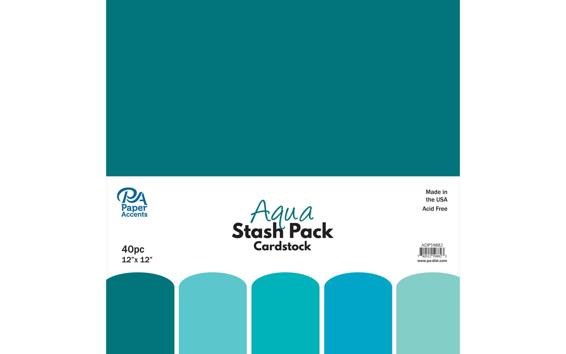 Paper Accents Stash Pack Cardstock 12'x 12' Aqua 40pc