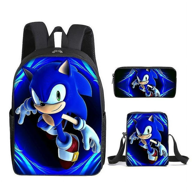 Sonic Primary School School Bag Three-piece Set Anime Cartoon Backpack Shoulder Bag Pencil Case High Quality Ultra-high Quality Advanced Customization