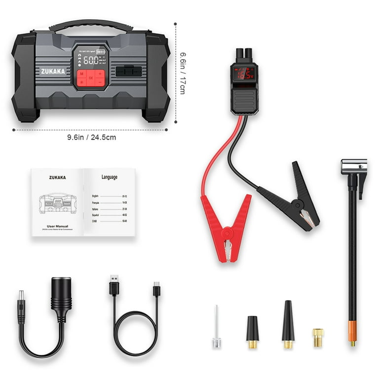 ZUKAKA Car Jump Starter 4000A Peak, Portable Power Bank with