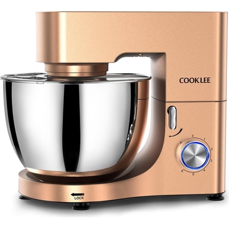COOKLEE Stand Mixer, 8.5 Qt. 660W 10-Speed Electric Kitchen Mixer with Dishwasher-Safe Dough Hooks, Flat Beaters, Wire Whip & Pouring Shield Attachments for Most Home Cooks, Silver