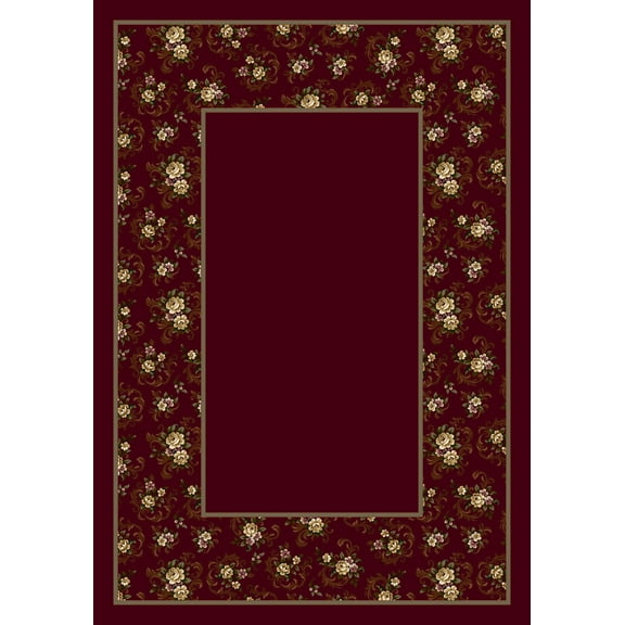 Milliken Red Bordered Area Rug Cameo Rose Garnet II - Aprx 5' 4" x 7' 8"