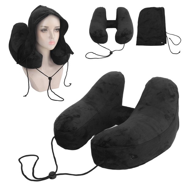 Almohada de Viaje para el Cuello Almohada Inflable para Avión Desmontable y Lavable Soporte para la Cabeza de 360 Almohada Portátil para el Cuello con Bolsa de ANGGREK Otros