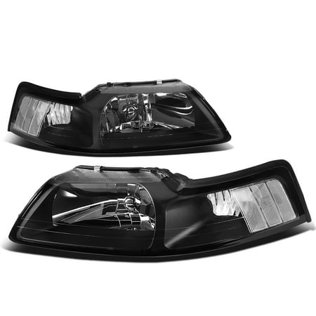 For 1999 to 2004 Ford Mustang OE Style Headlight Black Housing Clear Corner Headlamp 4 Gen 00 01 02 03 Left+Right