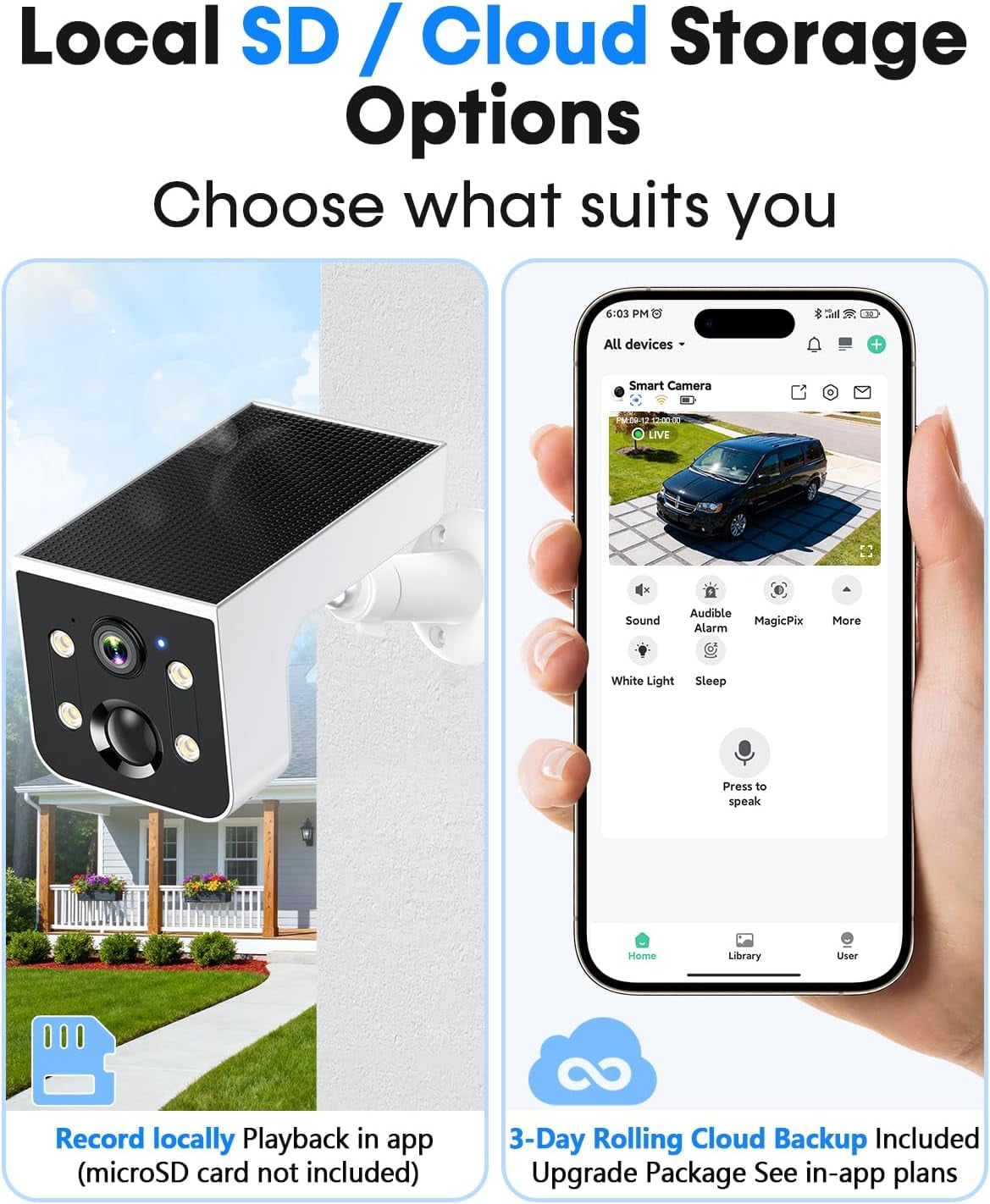 2K Solar Powered Camera, 2.4G WIFI Camera Outdoor Wireless, Motion Detection, Color Night Vision, Waterproof IP67, Easy Setup for Home & Business Monitoring