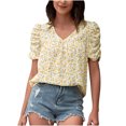 thumbnail image 1 of Onlywo Blouses for Women Plus Size， Fashion Women Summer V Neck Blouse Short Sleeve Floral Print Loose Pullover Casual Loose Comfy Shirt Tops, 1 of 7