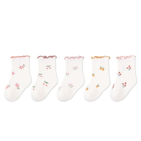

ZMHEGW Cartoon Garden Story Baby Socks Toddler Little Kid Children Mid Tube Socks Com table Girls Cotton Socks (5PC) Toddler Non Slip Socks 4t And 5t Girl Clothes Kids Tube Socks Cotton Pajamas 2t
