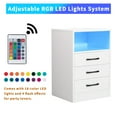 thumbnail image 6 of LED Nightstand with 3 Drawers & Cabinet,Storage End Table Side Table with USB Charging Ports,Wireless Charging & Remote Control LED Light,Wooden Cabinet Unit Bedside Table for Living Room,White, 6 of 7