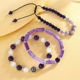 thumbnail image 4 of Pulseras de amatista para las mujeres de piedra natural de cuentas pulsera estrés ansiedad sandía cristales ópalo estiramiento joyería de regalo para las mujeres, 4 of 7