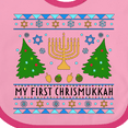 thumbnail image 4 of Inktastic My 1st Chrismukkah Sweater Style with Menorah and Trees Boys or Girls Baby Bib, 4 of 4