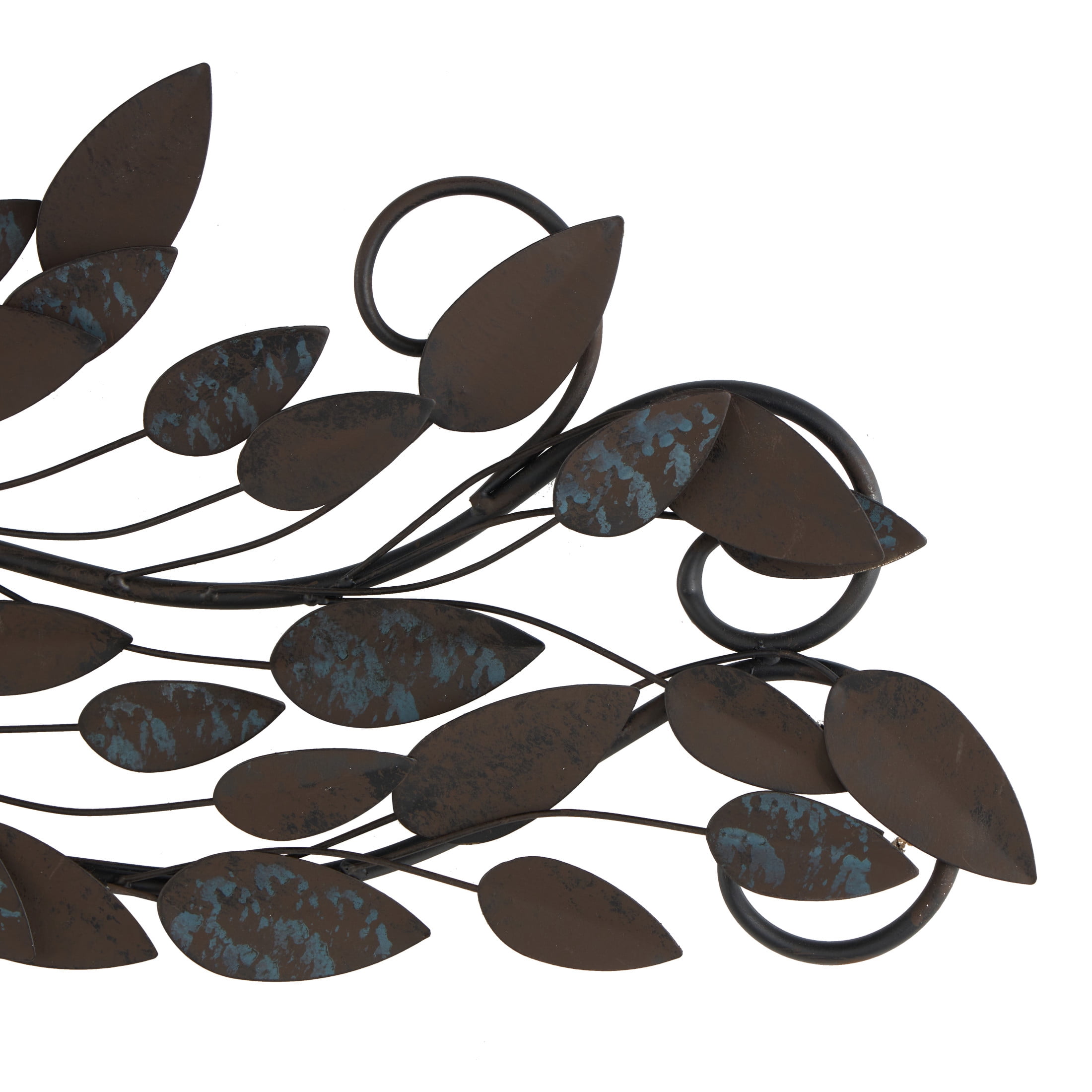 DecMode Blue Metal Leaf Wall Decor with Beaded Accents