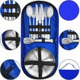 thumbnail image 3 of Camping Utensils Picnic Set Person with Carrying Case Camping Cutlery with Spoon Fork Knife Plate Clip Camping Utensils Kit for Picnic/Traveling/Barbecue, 3 of 7
