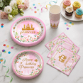 thumbnail image 6 of Morabloomy Pink Princess Birthday Paper Party Supplies Plates Cups Napkins Tableware Set, 6 of 6