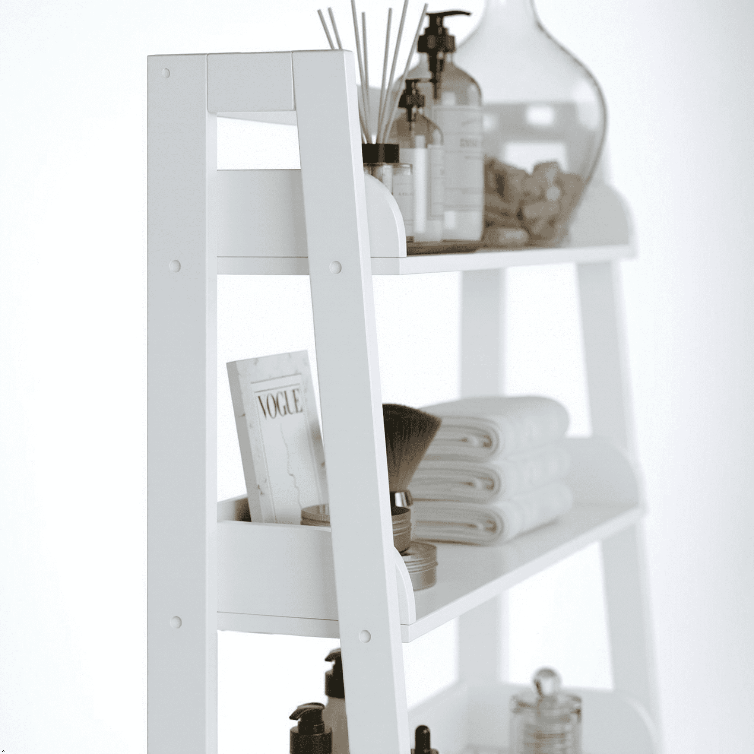 STAROUS  3 Tier Bathroom Shelf Wall Mounted with Towel Hooks, Bathroom Organizer Shelf Over The Toilet (White)