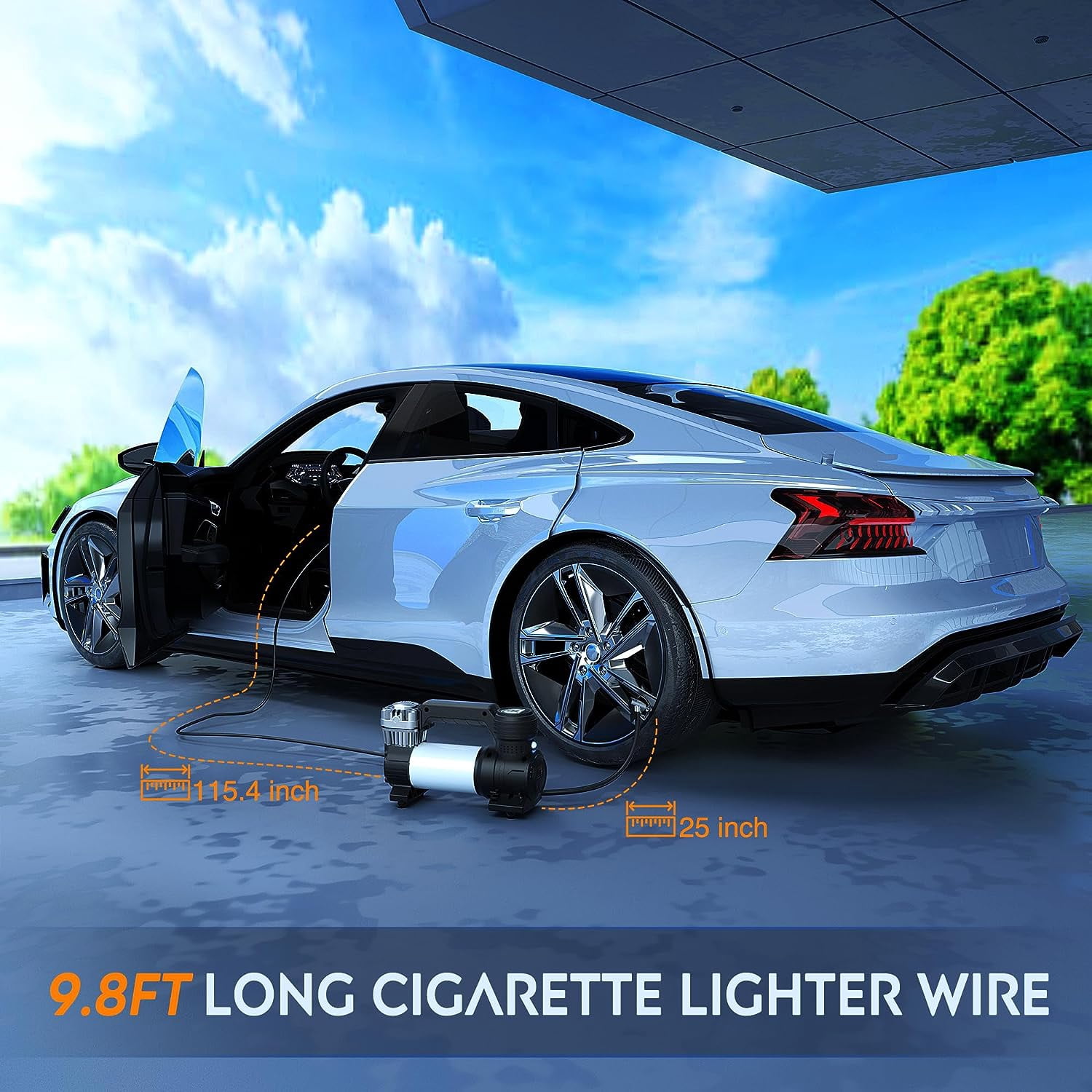 Nilight 12V DC Fast Inflation (30 L/min) Tire Inflator - Silver