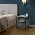 thumbnail image 4 of Sorbus Classic Open Shelf Nightstand with Fabric Drawer - Black Oak, 4 of 12