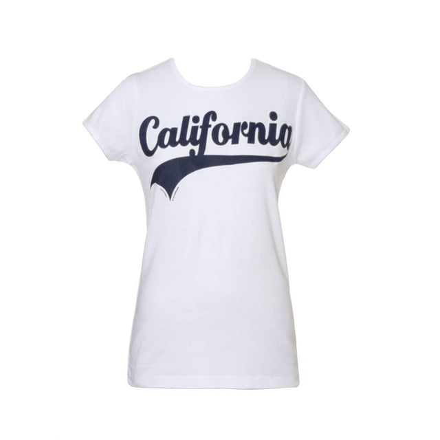 Cali T-Shirt à Manches Courtes pour Femmes - Bannière California - 2TG Blanc