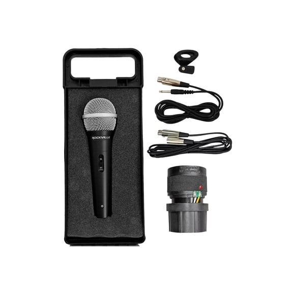 Rockville High-End Metal DJ Handheld Wired Microphone Mic w (2) Cables (RMC-XLR)