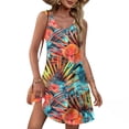 thumbnail image 2 of Women's Sleeveless Short Dress Round Neck Floral Casual Print Plus Size Sundresses Beach Cover Ups M, 2 of 6