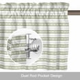 thumbnail image 6 of Boho Sage Green Stripe Kitchen Curtain Valances for Windows Farmhouse Short Curtains, Abstract Geometric White Minimalist Rod Pocket Valance Curtain for Bedroom Cafe Living Room, 6 of 8