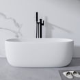 thumbnail image 4 of 51'' Freestanding Resin Stone Soaking Bathtub - Deep Immersion Tub with Ergonomic Backrest, Solid Surface Construction, Overflow Drain & Non-Porous Finish, White, 4 of 9