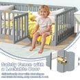thumbnail image 2 of Sesslife Twin Size Floor Bed with High Fence & Door, Wood Twin Bed Frame with Salts and 21.5” Safety Guardrails, Twin Floor Bed for Boys Girls, No Box Spring Needed, Grey, 2 of 8
