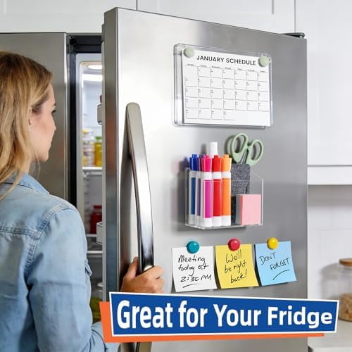 Tekola Magnetic Pen Holder, Magnetic Dry Erase Marker Holder, magnetic pen holder for refrigerator, whiteboard , Pens, Pencils, Non-slip Acrylic Magnetic Marker Holder- Transparent, 1 Pack