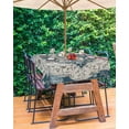 thumbnail image 3 of nqOlkjepod Boho Flower Blue Gray Outdoor Tablecloth with Umbrella Hole & Zipper, Retro National Floral Textured Rectangle Table Cover 60x102 Inch, Dining Waterproof Table Cloth Protector for Patio, 3 of 7