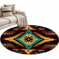 thumbnail image 2 of Boho Orange Teal Round Area Rug 3.3 FT, Non Slip Small Entryway Kitchen Mat, Southwestern Ethnic Abstract Geometric Washable Soft Circular Rug Non-Shedding Door Mat for Bathroom Playroom Kids Room, 2 of 9