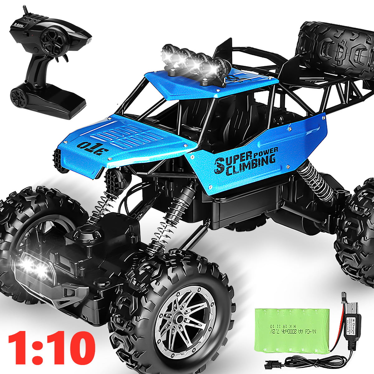 1:10 RC Rock Crawler Truck 4WD Rally Car 2.4GHz Remote Control RTR Blue New 