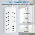 thumbnail image 5 of Lefree Surge Protector Power Strip with USB Ports  4-Foot Extension Cord - 12 Outlet for Indoor/Office Use, White, 5 of 7