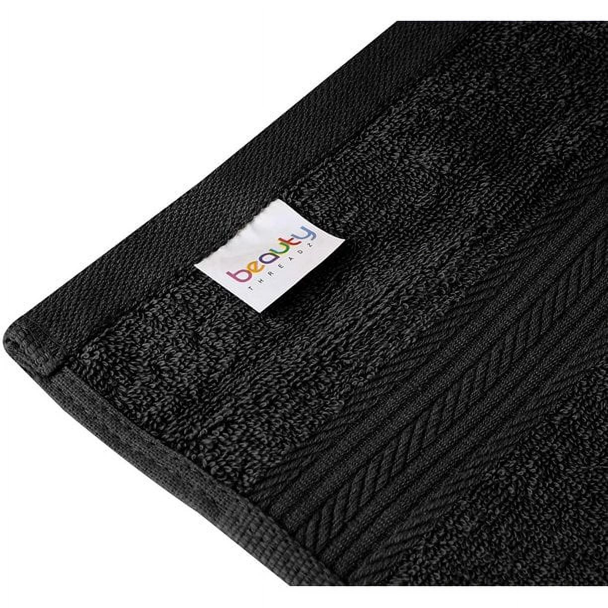 Beauty Threadz Ultra Soft 8 Piece Towel Set 500 GSM - 100% Pure Cotton, 2 Oversized Bath Towels 27x54, 2 Hand Towels 16x28, 4 Wash Cloths 13x13 - Ideal for Everyday use, Hotel & Spa- Black - image 3 of 7