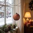 thumbnail image 6 of STPToys Christmas Decoration 8CM Electroplated Plastic Hanging Ball Ornament Copper Red With Glitter Powder Lattice Grid Pattern For Xmas Window Decor, 6 of 6