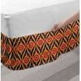 thumbnail image 2 of Abstract Bed Skirt, Oriental Inspired Colorful Tones Quirky Ornamental Motif Old Time Ornaments, Elastic Bedskirt Dust Ruffle Wrap Around for Bedding Decor, 4 Sizes, Orange and Purple, by Ambesonne, 2 of 2