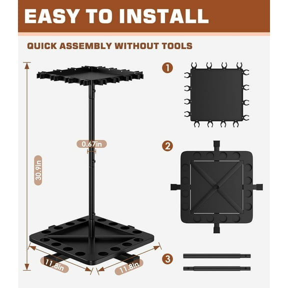 Fishing Rod Holders for Garage, 360° Rotating Vertical Storage , Metal Fishing Pole Stand Holds 16 Rods