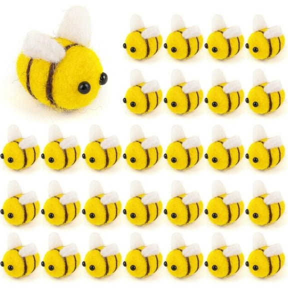 Dalrosia 30PCS Felt Bees for Crafts, Wool Felt Bumble Bee Plush for Tiered Tray Decoration Party Favors DIY Craft Jewelry Accessory