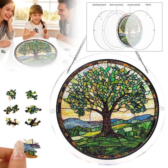 83pc Acrylic Jigsaw Puzzle Suncatcher – 7.4in Sun Catcher Puzzle for Windows Hanging, Home & Garden Gift #001