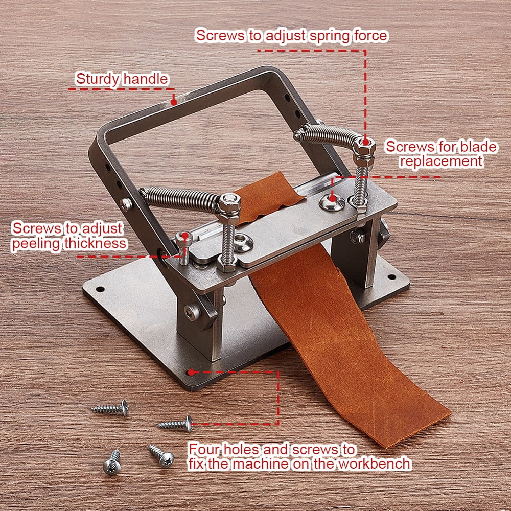 Manual Stainless Steel Leather Peeling Skiving Machine DIY with 10pcs Blades Leather Peel Working Tools Manual Leather Splitter
