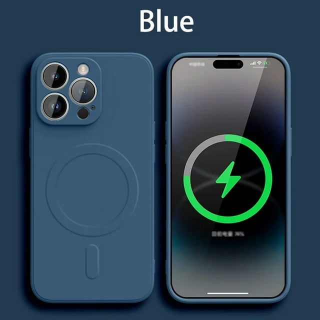 Magnetic Wireless Charge Liquid Silicone Case for iPhone 15 11 12 13 14 16 Pro Max Plus Mini XR XS Max Shockproof Magsafe Cover Blue For iphone12Promax