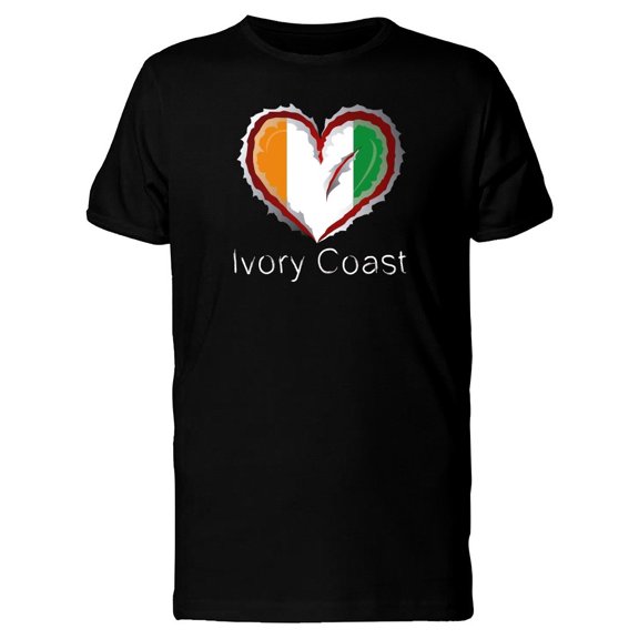 Ivory Coast Scratched Flag Heart Tee Men's -Image by Shutterstock