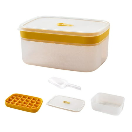 

Reusable Ice Cube Tray with Lid|Silicone 24 Girds Square Ice Trays for Freezer with Bin|Stackable Flexible Ice Cube Mold Ice Bucket for Chilling Whiskey Beer Coke Coffee