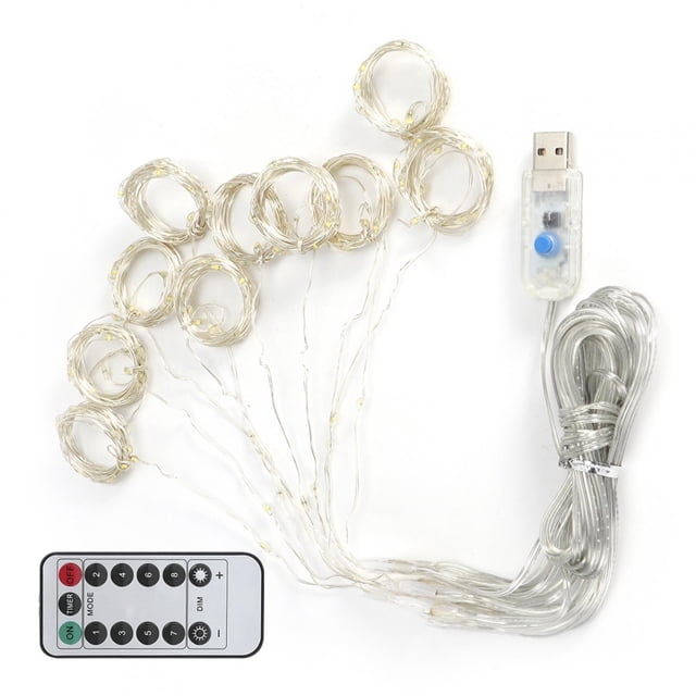 Cadena de luces de cortina, chip de 200 LED para actuaciones, día festivo de San Valentín, árboles de Navidad,Cadena de luces de cobre + plástico ANGGREK Otros